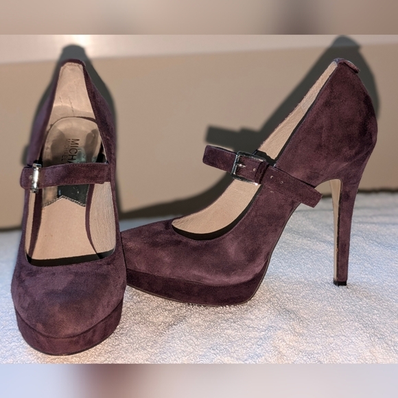 Michael Kors Purple 💜 Suede Mary Jane Platform Heels Size 7 - Picture 2 of 8